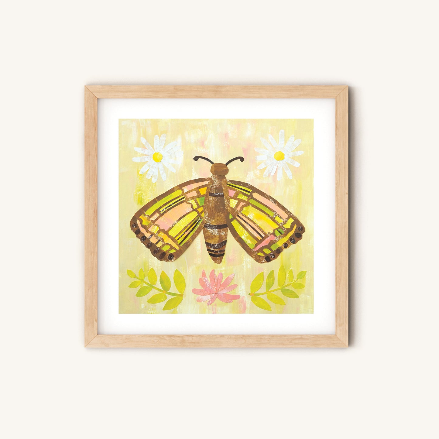 Pink and Green Moth Print